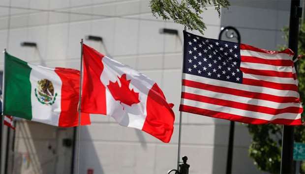 Flags of the US, Canada and Mexico