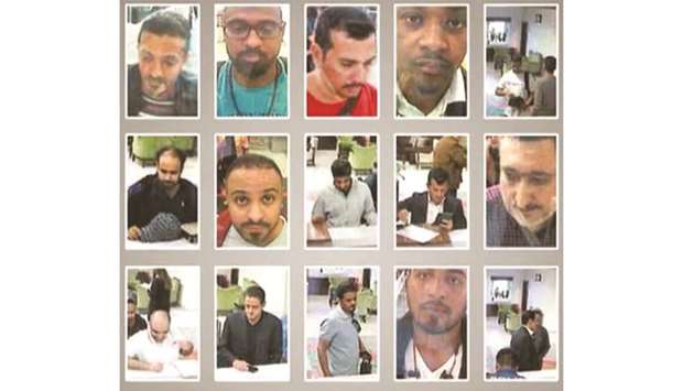 Photos of the alleged 15-member Saudi hit squad, published by Turkish newspaper Sabah. (Obtained from a video posted on Al Jazeera website)