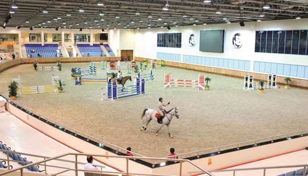 Qatar Equestrian Federationu2019s Indoor Arena is all decked up for the first leg of the Hathab equestrian series today. PICTURE: Lotfi Garsi