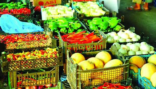 A variety of local vegetables at Doha Central Market.