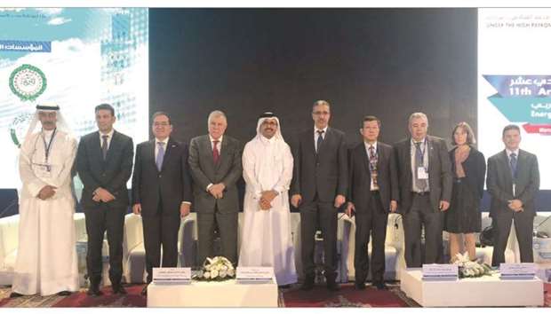 HE al-Sada and other dignitaries during the u201811th Arab Energy Conferenceu2019 being held in Marrakesh, Morocco.