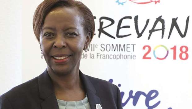 Newly-elected Secretary-General of the International Organisation of French-speaking countries (OIF), Rwandan Foreign Minister Louise Mushikiwabo in Yerevan, yesterday.