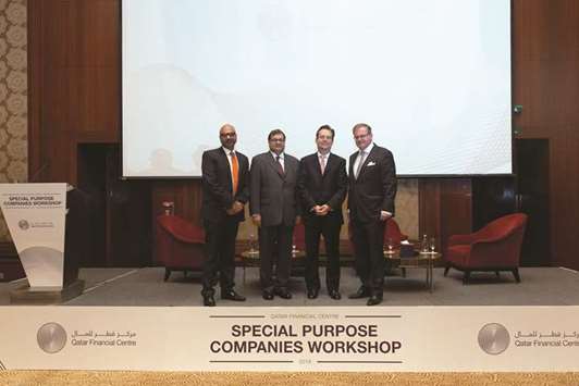 From left: QFC general counsel Ishaq Burney; Clifford Chance London partner Habib Motani; Isda senior counsel Dr Peter Werner, and QFC Financial Sector Office managing director Henk Jan Hoogendoorn during the event.