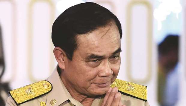 Thai Prime Minister Prayut Chan-O-Cha attending a reception in Bangkok.