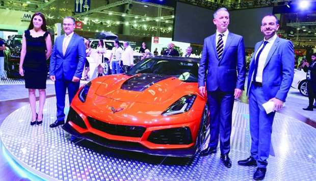 Jaidah Automotive managing director Bernhard Dolinek, Chevrolet general manager Yusuf Soydas, and other dignitaries during the launch of the 2019 Chevrolet Corvette ZR1. PICTURE: Jayan Orma.