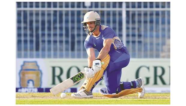 Balkh Legendsu2019 Ryan ten Doeschate plays a shot during the Afghanistan Premier League match against Paktia Panthers in Sharjah on October 13. (AFP)