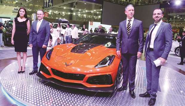 Jaidah Automotive managing director Bernhard Dolinek, Chevrolet general manager Yusuf Soydas, and other dignitaries during the launch of the 2019 Chevrolet Corvette ZR1. PICTURE: Jayan Orma
