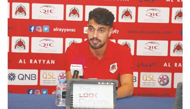 Al Rayyan midfielder Ibrahim Masoud and Al Gharafa coach Christian Gourcuff (below) speak at a press conference yesterday ahead of their QNB Stars League match. PICTURES: Noushad Thekkayil