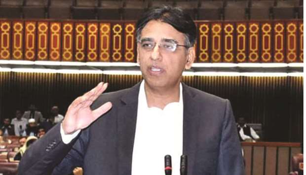 Pakistan Finance Minister Asad Umar at a press meet in Karachi. Asad promised yesterday to end the countryu2019s reliance on IMF bailouts to shore up its economy.