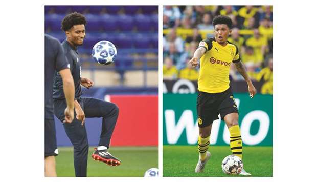 Hoffenheimu2019s Reiss Nelson (left) and Dortmundu2019s Jadon Sancho.