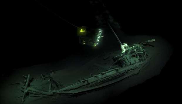 The remains of an ancient Greek trading ship laying on the sea bed at the bottom of the Black Sea near Bulgaira. AFP/Black Sea MAP/EEF Expeditions