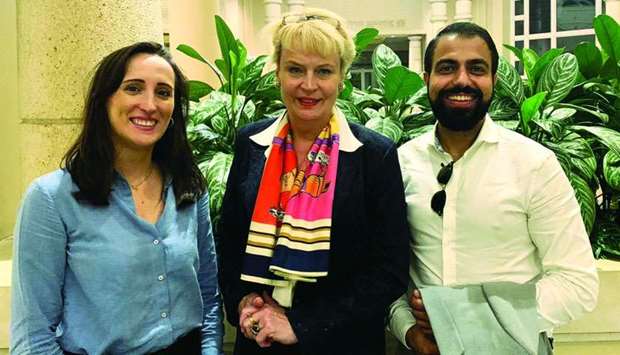 Swedish ambassador Ewa Polano (centre) flanks UBI Global founder and CEO Ali Amin and senior project manager Telma Lampreia, who were in Qatar recently to discuss preparations for the staging of the u2018World Incubation Summit 2019u2019 in Doha