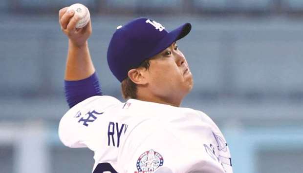 Los Angeles Dodgersu2019 starting pitcher Ryu Hyun-Jin.