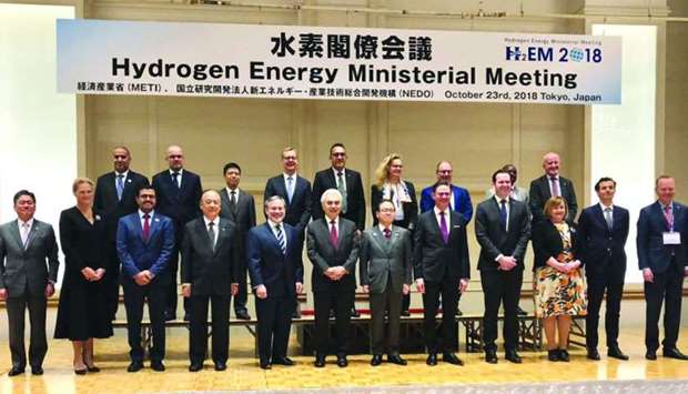 Dr al-Sada (front row-third left) and other ministers who attended the u2018Hydrogen Energy Ministerial Meetingu2019 in Tokyo on Tuesday