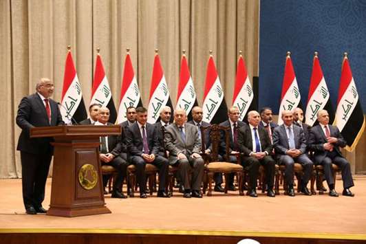 Iraqu2019s Prime Minister-designate Adel Abdul Mahdi announces his cabinet at parliament headquarters in Baghdad on Wednesday night.