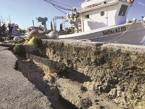 This picture shows damage in the harbour of Zante, after powerful 6.4-magnitude earthquake. A powerful 6.4-magnitude earthquake struck off Greece yesterday and was felt strongly in the tourist hotspot island of Zante, causing structural damage but no injuries, officials said.