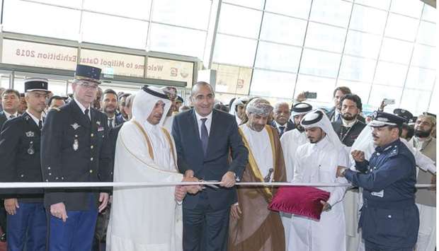 HE the Prime Minister and Interior Minister Sheikh Abdullah bin Nasser bin Khalifa al-Thani and other dignitaries at the inauguration of Milipol Qatar 2018 at DECC.