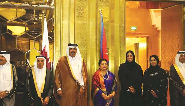 Qatar Chamber officials led by al-Kuwari during a meeting with Bhandari in Doha yesterday.