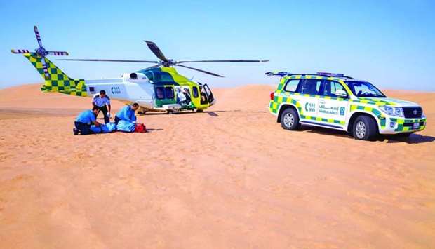 The Ambulance Service is ready to transport emergency cases from the desert to the clinic or hospital, or to the helicopter landing area, as required.