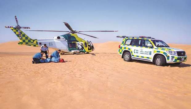 The Ambulance Service is ready to transport emergency cases from the desert to the clinic, or to the helicopter landing area, as required.