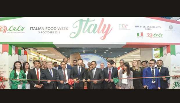 Italian ambassador Pasquale Salzano inaugurated the festival at LuLu Hypermarket, Al Messila, yesterday in the presence of Giosafat Rigano, Italian trade commissioner to Qatar, Mohamed Althaf, director of LuLu Group, and other dignitaries. PICTURE: Noushad Thekkayil