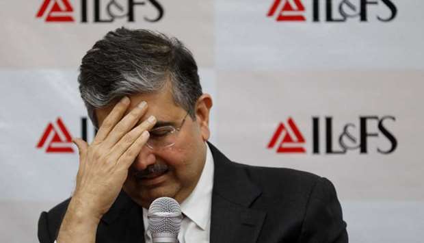 Uday Kotak, newly appointed Non-Executive Chairman of Infrastructure Leasing and Financial Services Ltd. (IL&FS) addresses a news conference at the company's headquarters in Mumbai yesterday