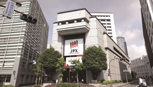 A frontal view of the Tokyo Stock Exchange. The Nikkei 225 closed down 0.8% to 23,783.72 points yesterday.