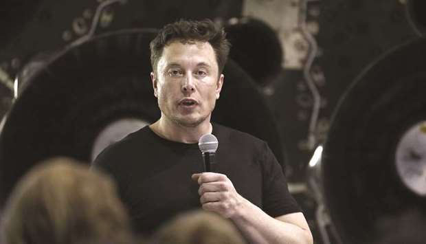 Tesla CEO Elon Musk speaks during an event at the SpaceX headquarters in Hawthorne, California. Musk agreed to pay a $20mn fine, and step aside as Teslau2019s chairman for three years, to settle charges that could have forced his exit from the company.