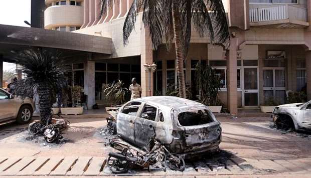 A view of the aftermath of a battle between Burkina Faso security forces and militants who attacked the Splendid Hotel in Ouagadougou. January 17, 2016 file picture.