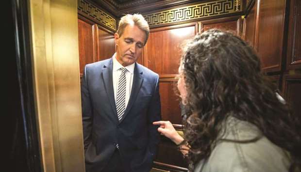 Arizona Republican Jeff Flake being confronted in an elevator: the only thing everyone agrees on is that the division runs deep u2013 and no one is quite sure where it is heading.