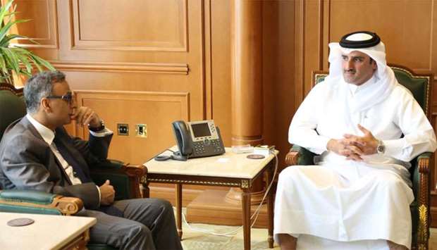 HE Hamad bin Nasser al-Misned during a meeting with ambassador Ajay Sharma