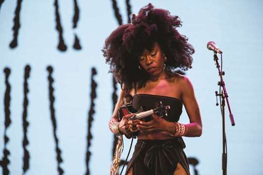 FASHION CHAMELEON: Sudan Archives performs at the Coachella Music and Arts Festival in Indio, California. She didnu2019t like her birth name, Brittney Parks. She and her mother changed it to Sudan (u201cblacku201d in Arabic) and Archives (her compulsion for African history).