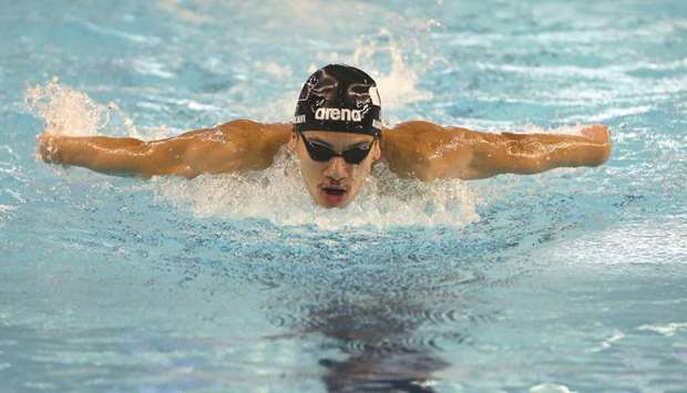 Qatari swimmer Yacob al-Khulaifi in action during the 100m butterfly at the Youth Olympics in Buenos Aires, Argentina, on Sunday night.