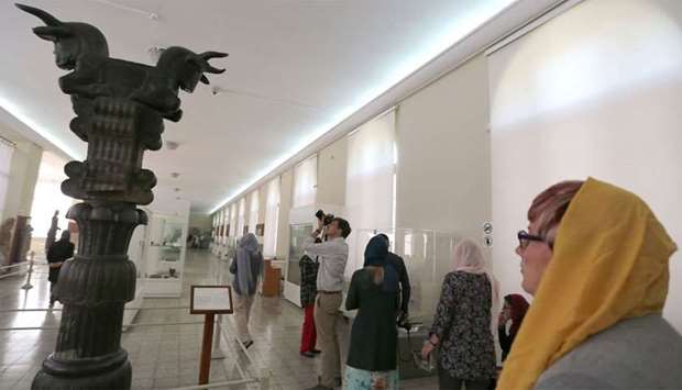 Tourists visit The National Museum of Iran in Tehran
