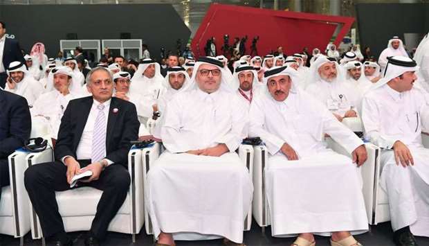 Ashghal president Saad bin Ahmed al-Mohannadi with HE the Minister of Transport and Communications Jassim Seif Ahmed al-Sulaiti and other dignitaries at the IPEC 2018.