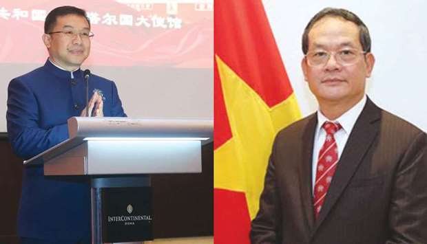 Chinese ambassador Zhou Jian. and Vietnam ambassador Nguyen Dinh Thao