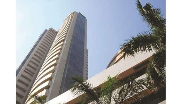 The Bombay Stock Exchange building is seen in Mumbai. The Sensex declined 0.8% yesterday.