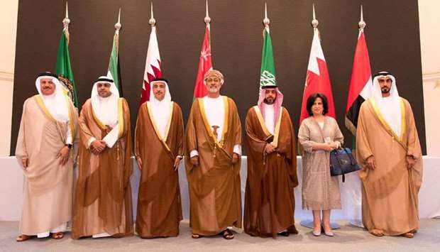 HE the Minister of Culture and Sports Salah bin Ghanim bin Nasser al-Ali with other GCC ministers of culture in Muscat.
