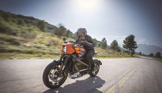 Harley-Davidsonu2019s new electric motorcycle, LiveWire, is shown in this handout photo released by the company.