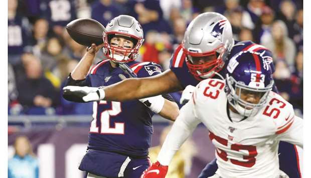 New England Patriots quarterback Tom Brady in action against the New York Giants during the first-half at Gillette Stadium. PICTURE: USA TODAY Sports