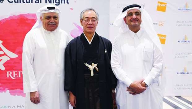 Japanese ambassador Kazuo Sunaga is joined by Darwish Holding chairman and managing director Bader al-Darwish and Mohamed Said al-Baloushi, who represented HE the Minister of Culture and Sports.