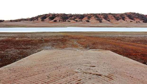 The drought-affected Split Rock Dam near Tamworth in Australia