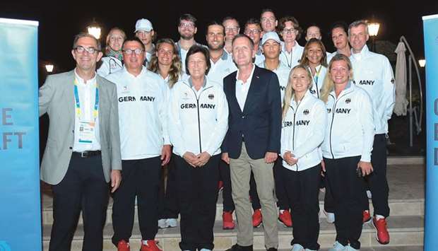 German ambassador Hans Udo Muzel with German World Beach Games team and officials at the reception yesterday. PICTURE: Ram Chand