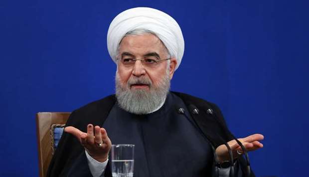 A handout picture provided by the Iranian Presidency yesterday shows President Hassan Rouhani speaking during a press conference in Tehran.