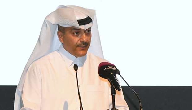 HE the Minister of Administrative Development, Labour and Social Affairs Yousef bin Mohamed al-Othman al-Fakhro speaking at the celebration of the Centenary of the International Labour Organisation (ILO) under the theme ,the Future of Work in Qatar, at Katara - the Culture Village Foundation
