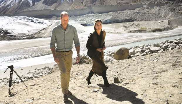 Britainu2019s Prince William and Catherine, Duchess of Cambridge, visit the Chiatibo glacier in the Hindu Kush mountain range in the Chitral district of Khyber-Pakhtunkhwa Province yesterday.