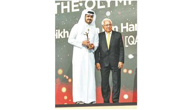 HE Sheikh Joaan bin Hamad al-Thani (left), President of the Qatar Olympic Committee, received the award for Contribution to the Olympic Movement. PICTURES: Noushad Thekkayil