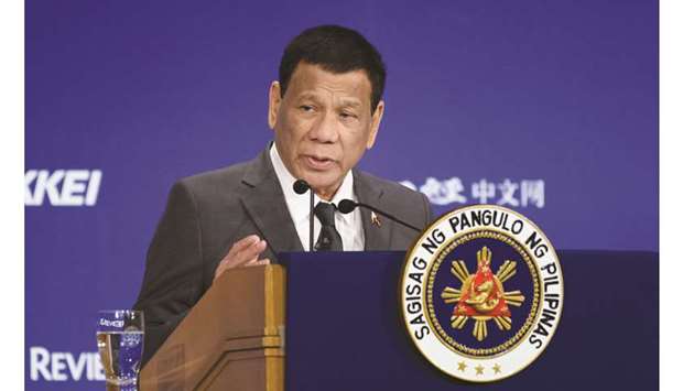 Rodrigo Duterte, Philippinesu2019 President, speaks at the Future of Asia conference in Tokyo. Duterte will unveil a revised list of about 100 big infrastructure projects to be launched before his term ends in 2022, after some earlier projects were found to be unfeasible, an adviser said.