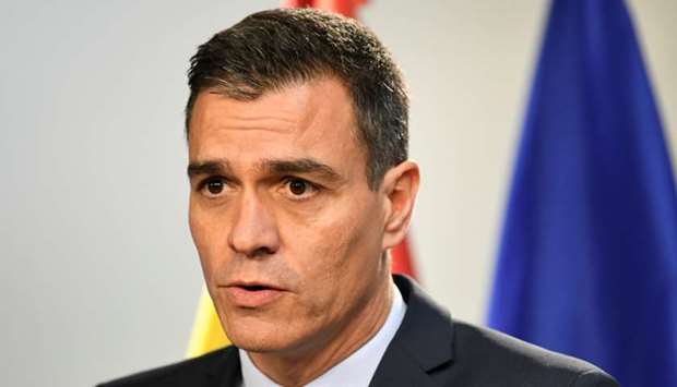 Spain's acting Prime Minister Pedro Sanchez holds a news conference at the end of the European Union leaders summit in Brussels, Belgium on Friday