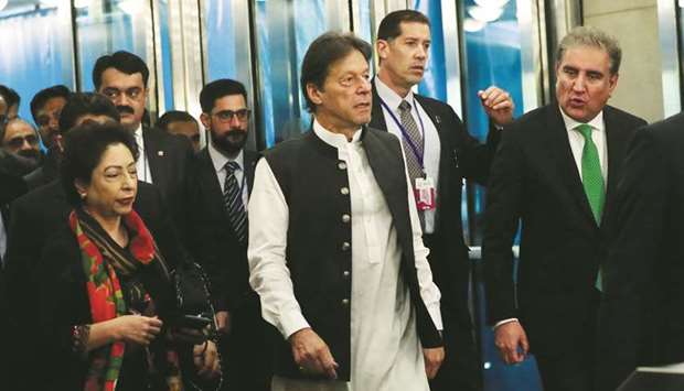 This picture taken late last month shows Lodhi with Prime Minister Imran Khan and Minister Qureshi at the UN late last month.